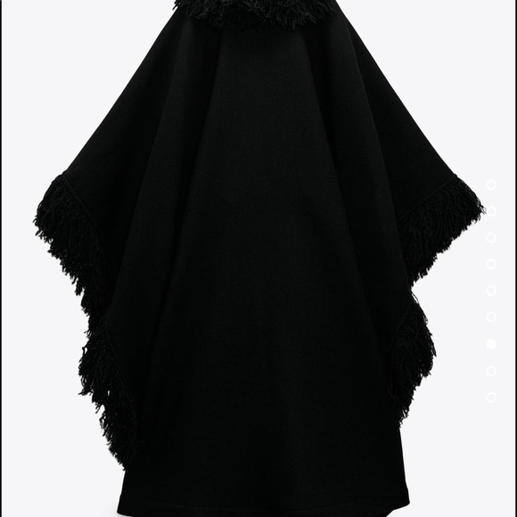 Zara WOOL BLEND FRINGED CAPE - Picture 5 of 7